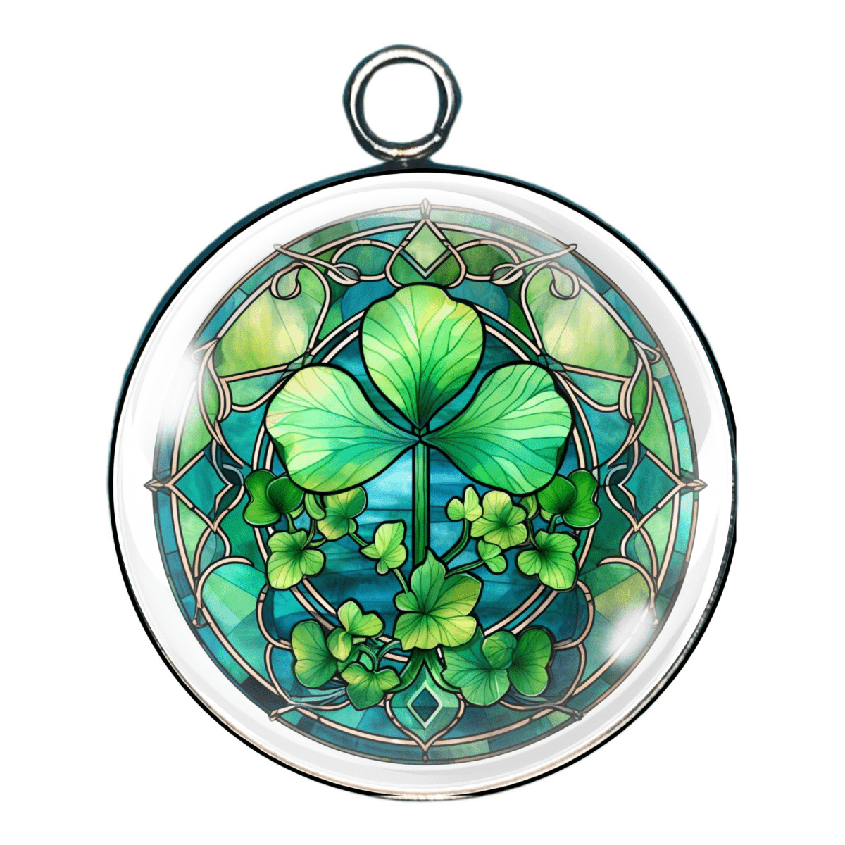 Stained Glass Clovers Glass Cabochon Charms