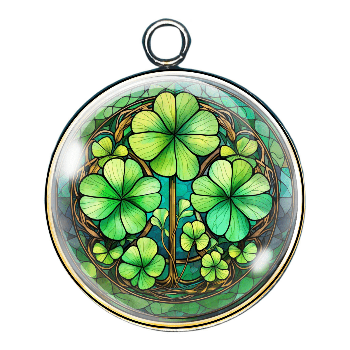 Stained Glass Clovers Glass Cabochon Charms