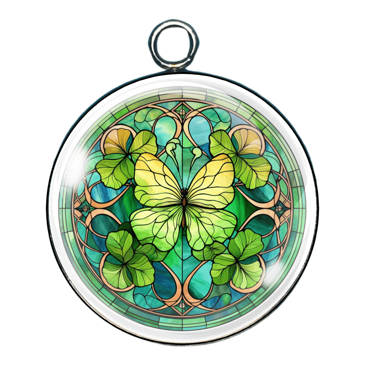 Stained Glass Clovers Glass Cabochon Charms