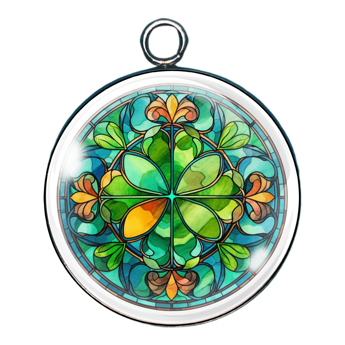 Stained Glass Clovers Glass Cabochon Charms