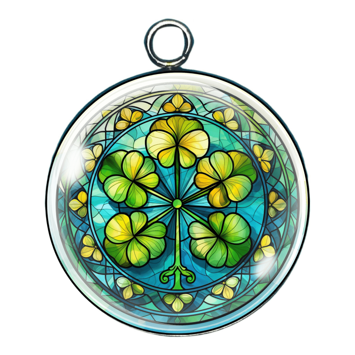 Stained Glass Clovers Glass Cabochon Charms
