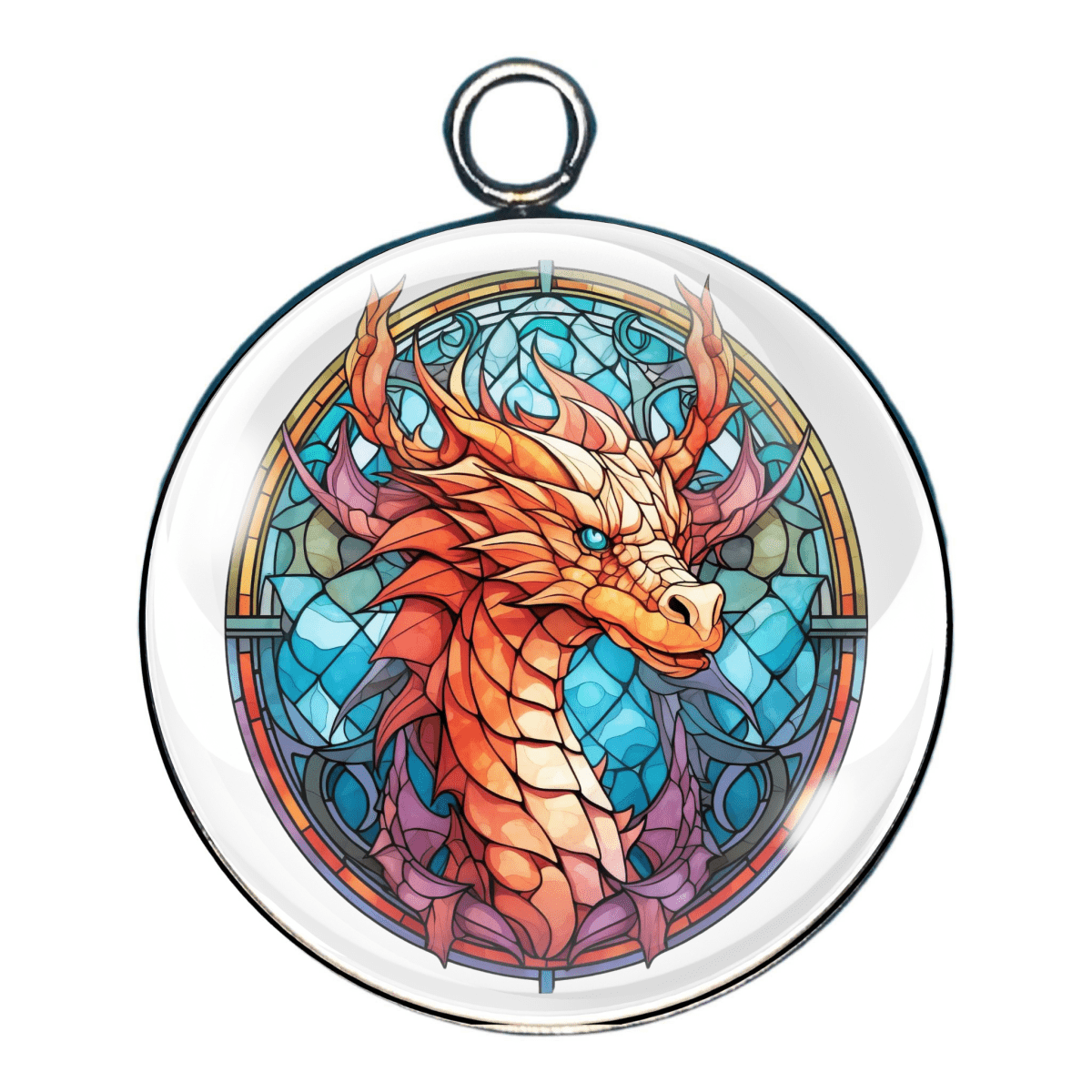Stained Glass Dragon Glass Cabochon Charms