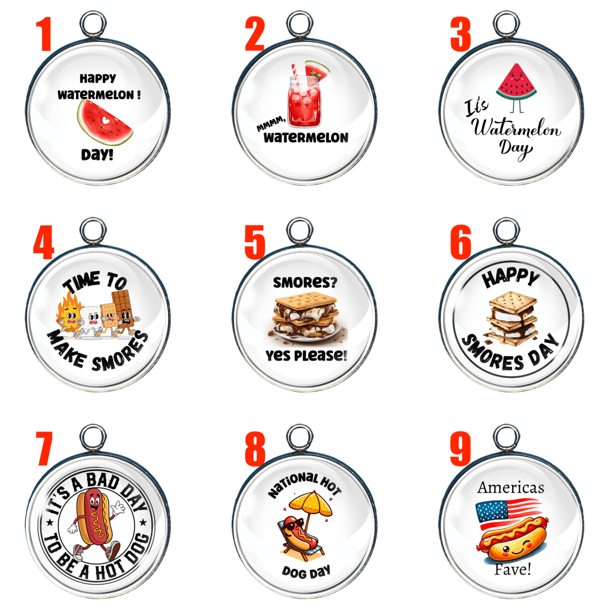 Group of 9 Summer Food Holiday Charms