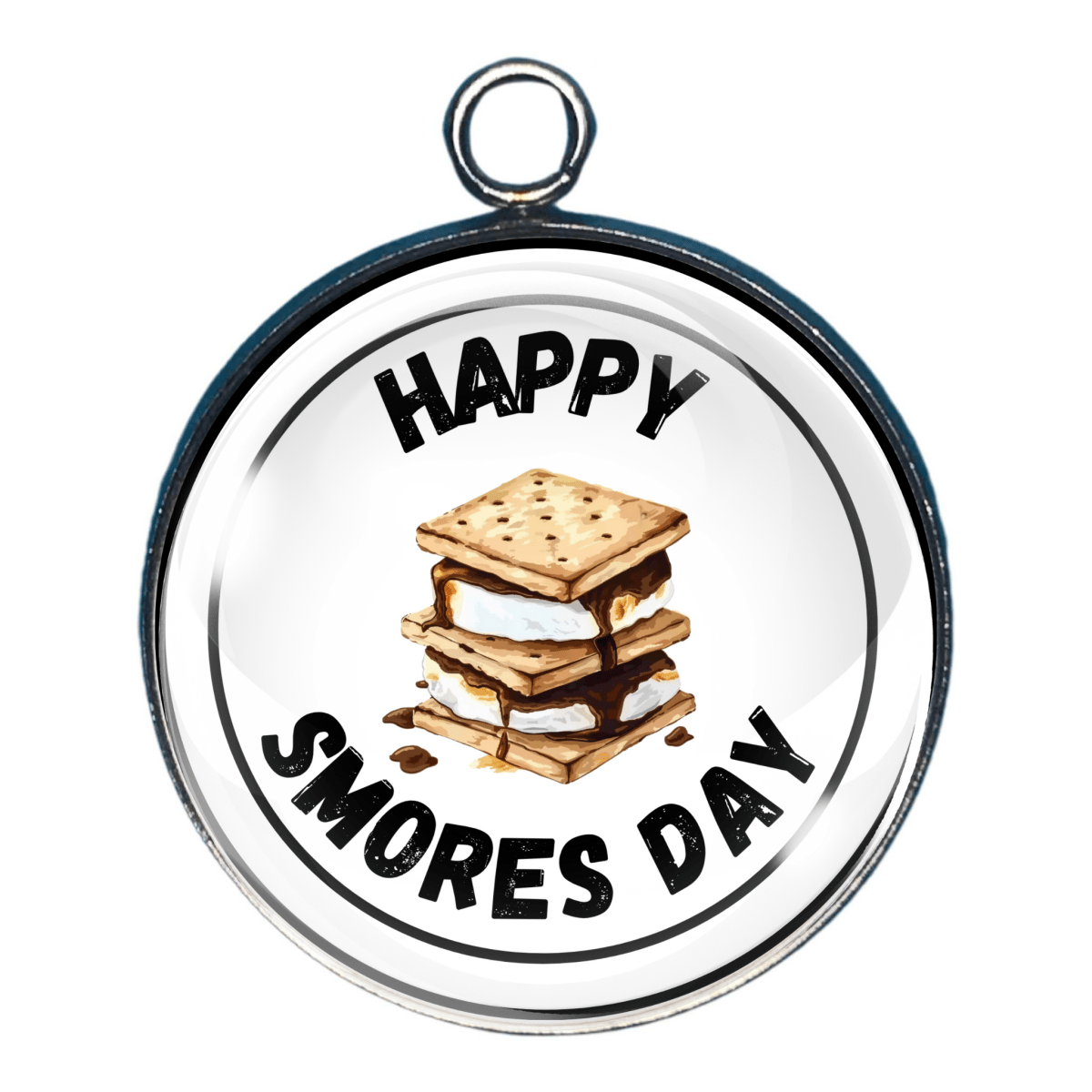 Charm of smores and wording 'Happy Smores Day'