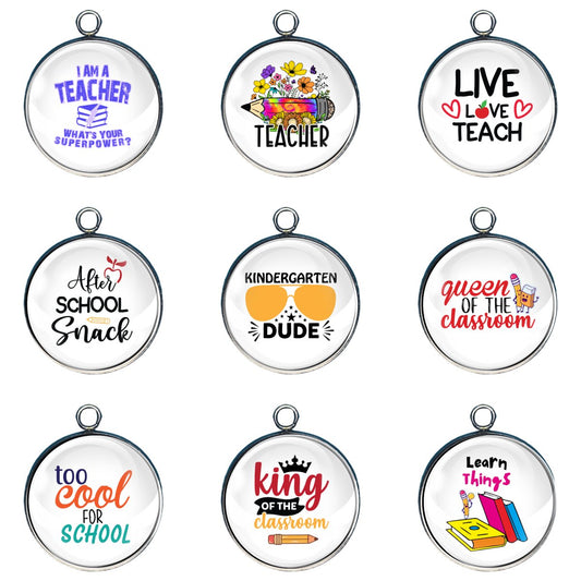 Teacher / Back to School 3 - Glass Cabochon Charms