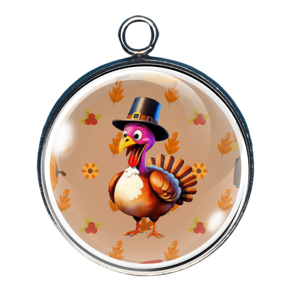 Patriotic pilgrim turkey Thanksgiving charm