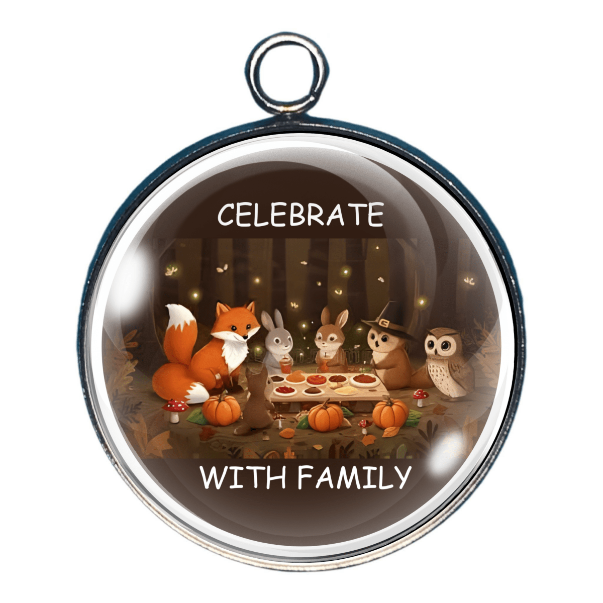 Celebrate with family Thanksgiving dinner charm
