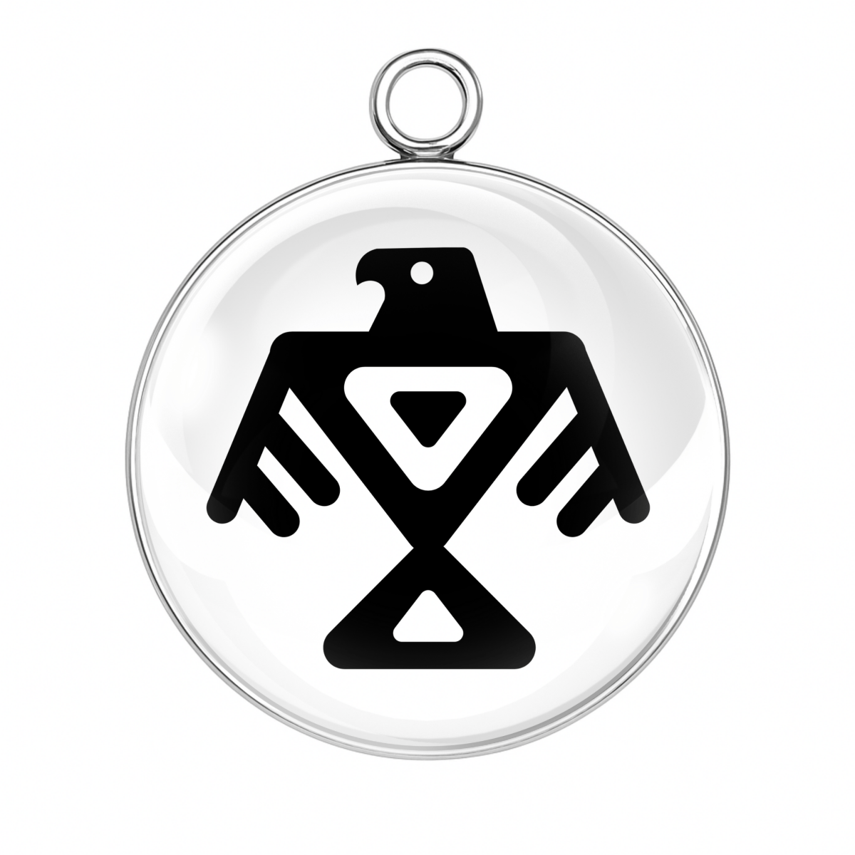 Thunderbird Native Tribal Charm Solid Black Symbol