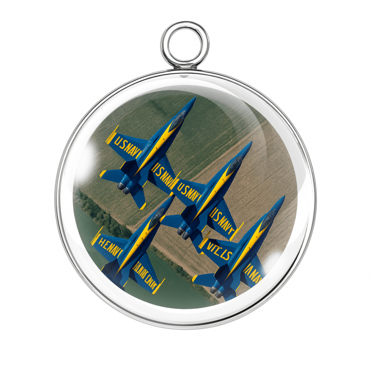6: Blue Angels team in diamond formation over green fields