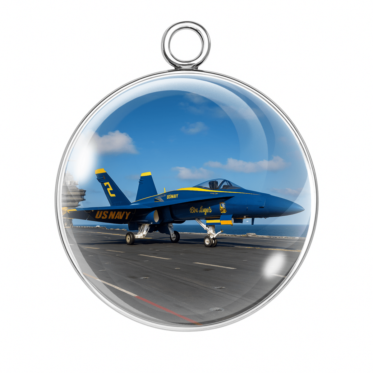 7: Blue Angels fighter jet on aircraft carrier deck