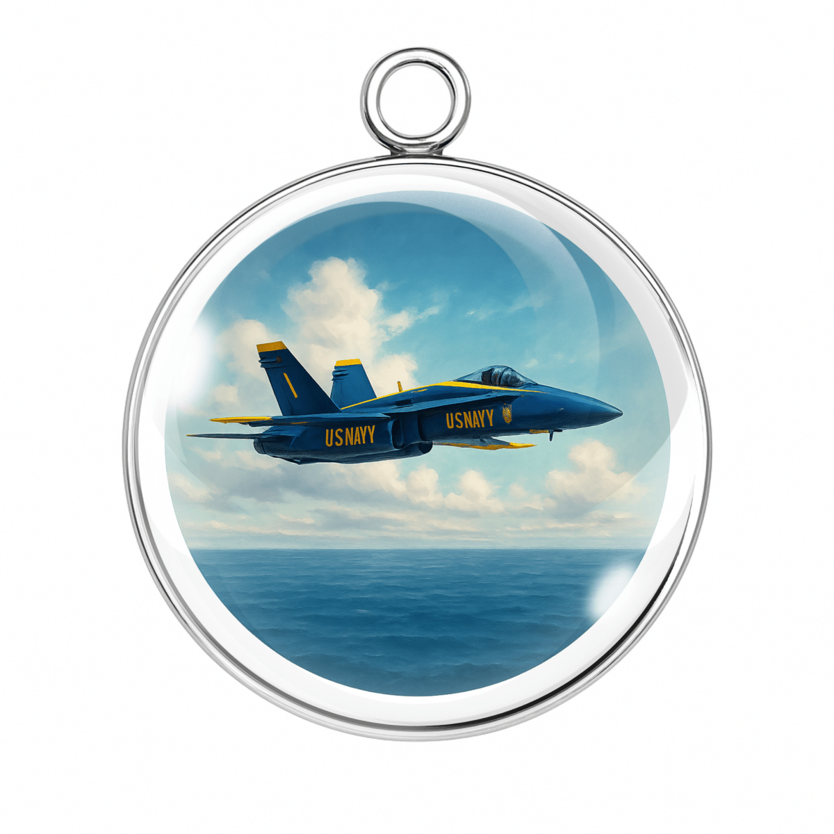 5: Blue Angels jet flying above ocean clouds