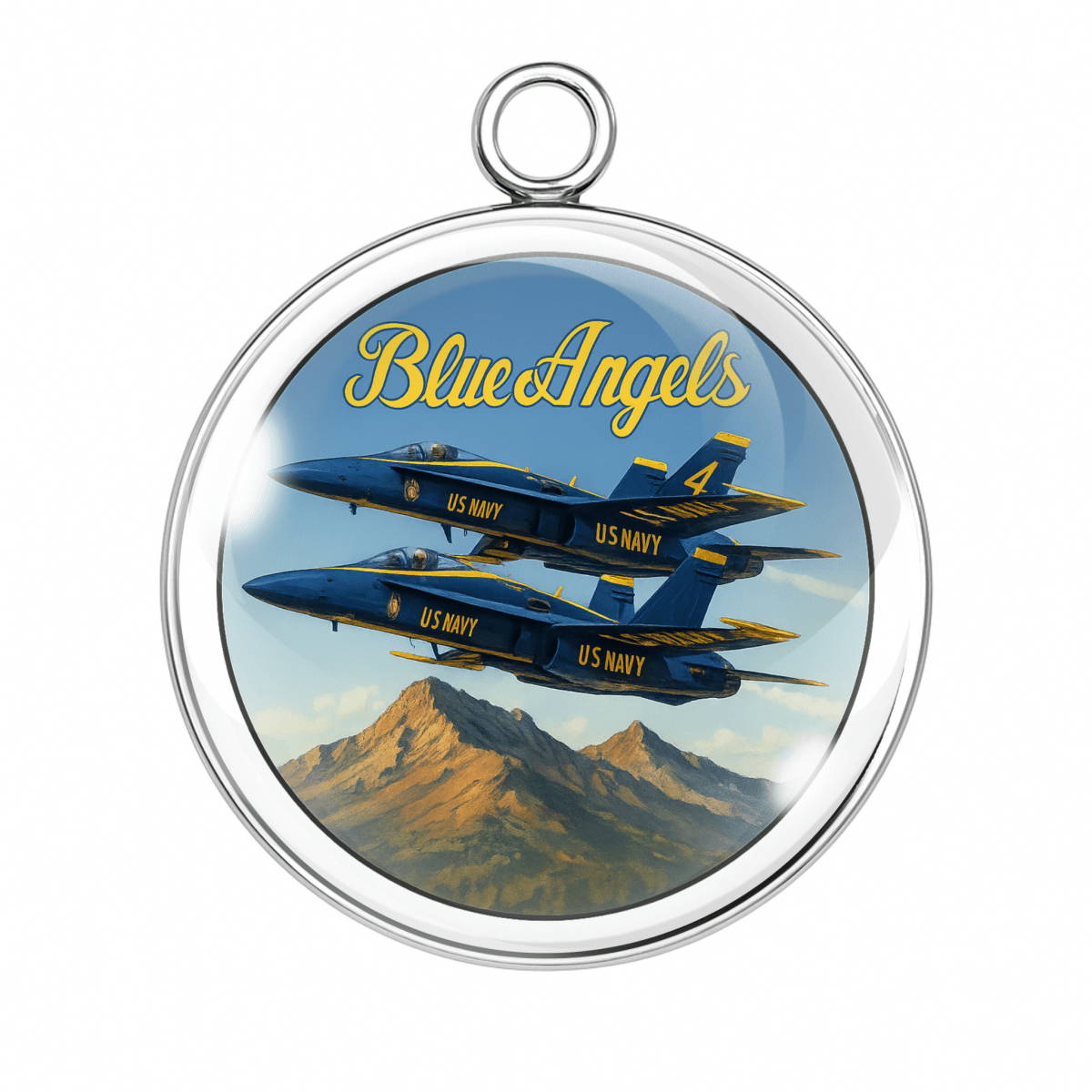 3: two Blue Angels jets in formation with logo text