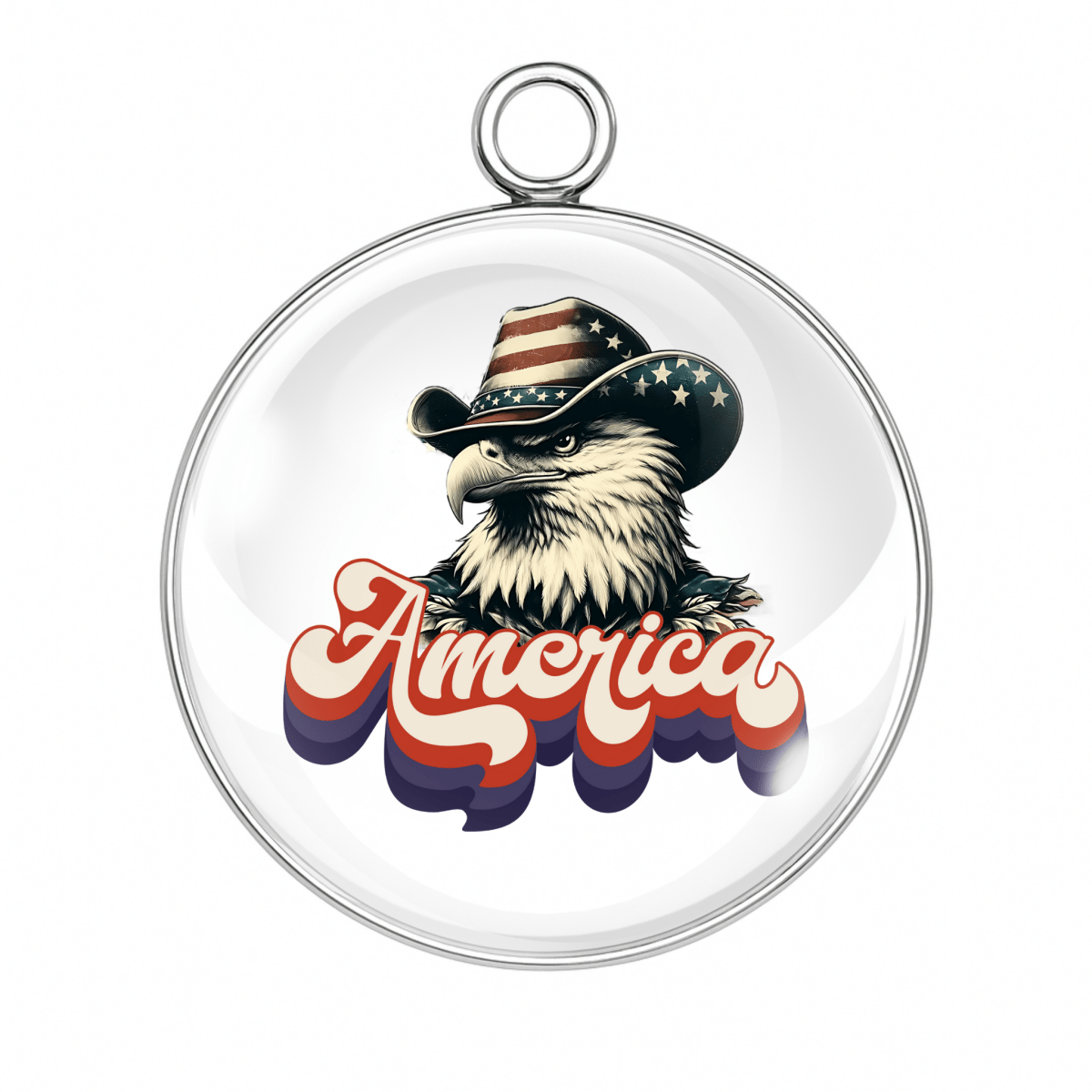 Bald eagle in hat with “America” text