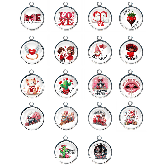 Valentines Day Glass Cabochon Charms