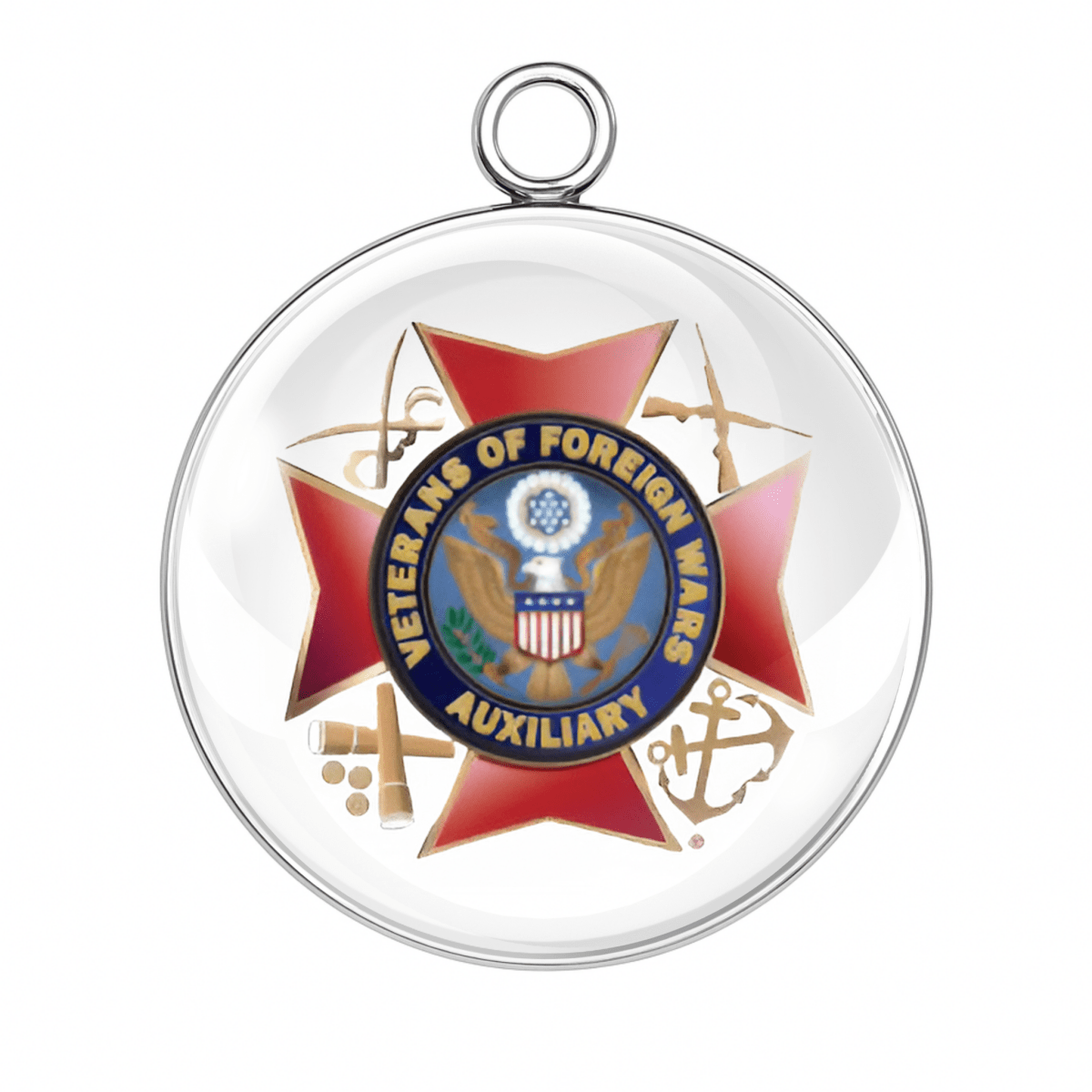 VFW Auxiliary red star charm glass cabochon