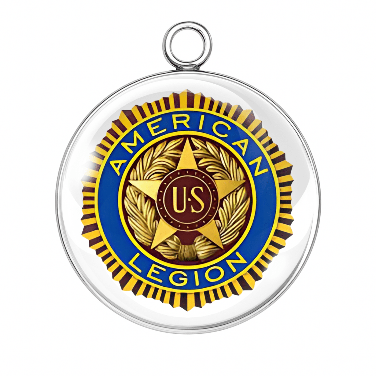 American Legion seal charm glass cabochon