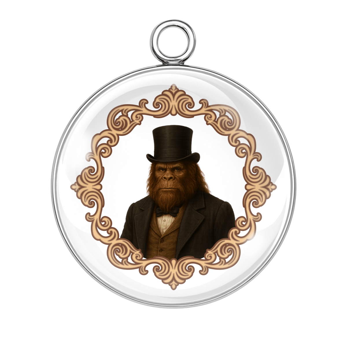 Style #5: Bigfoot in formal Victorian suit and top hat, sasquatch novelty charm