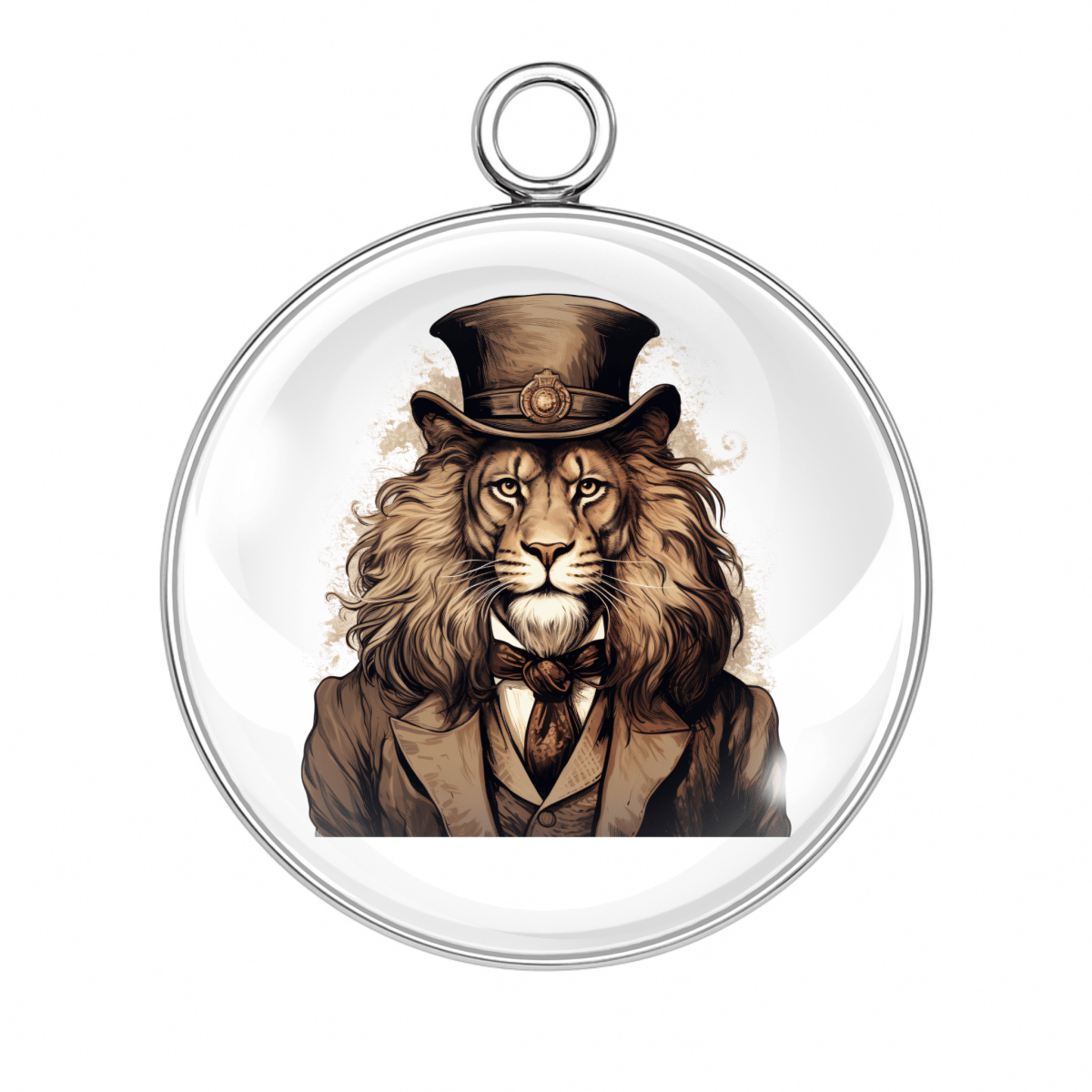 Style #2: Victorian lion wearing a top hat and monocle, dapper animal cabochon