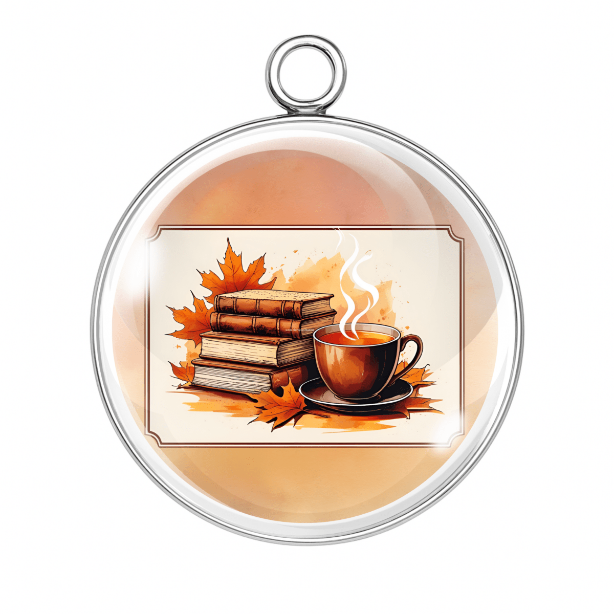 Vintage autumn charm with stacked books, fall leaves, and a steaming coffee cup