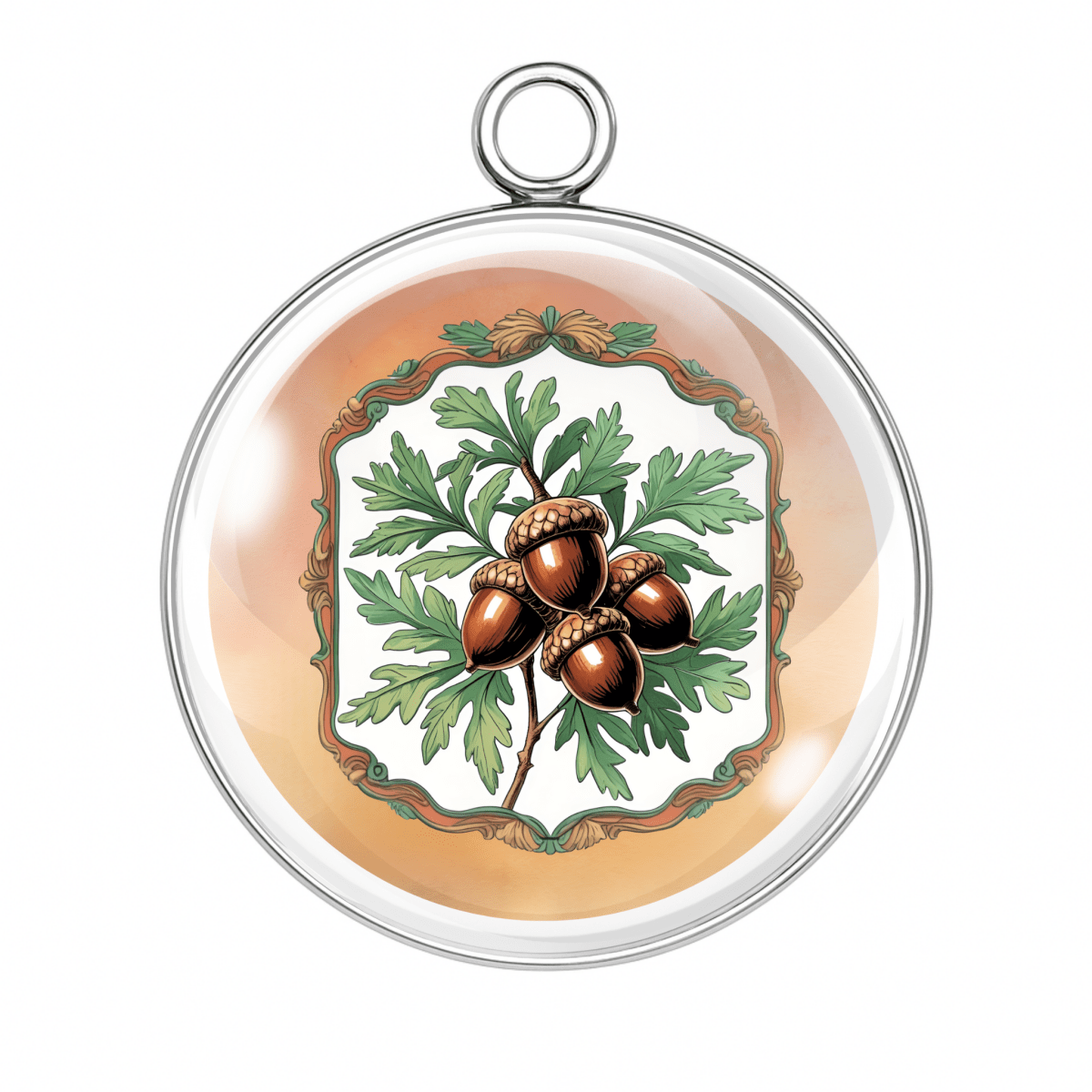 Vintage charm with hand-painted oak leaves and acorns on an autumn background