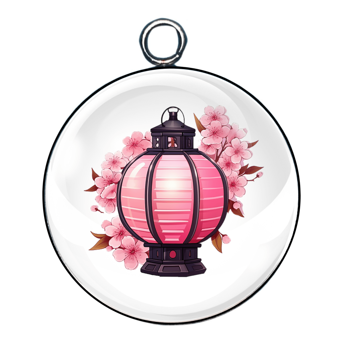 Vintage Cherry Blossom Glass Cabochon Charms