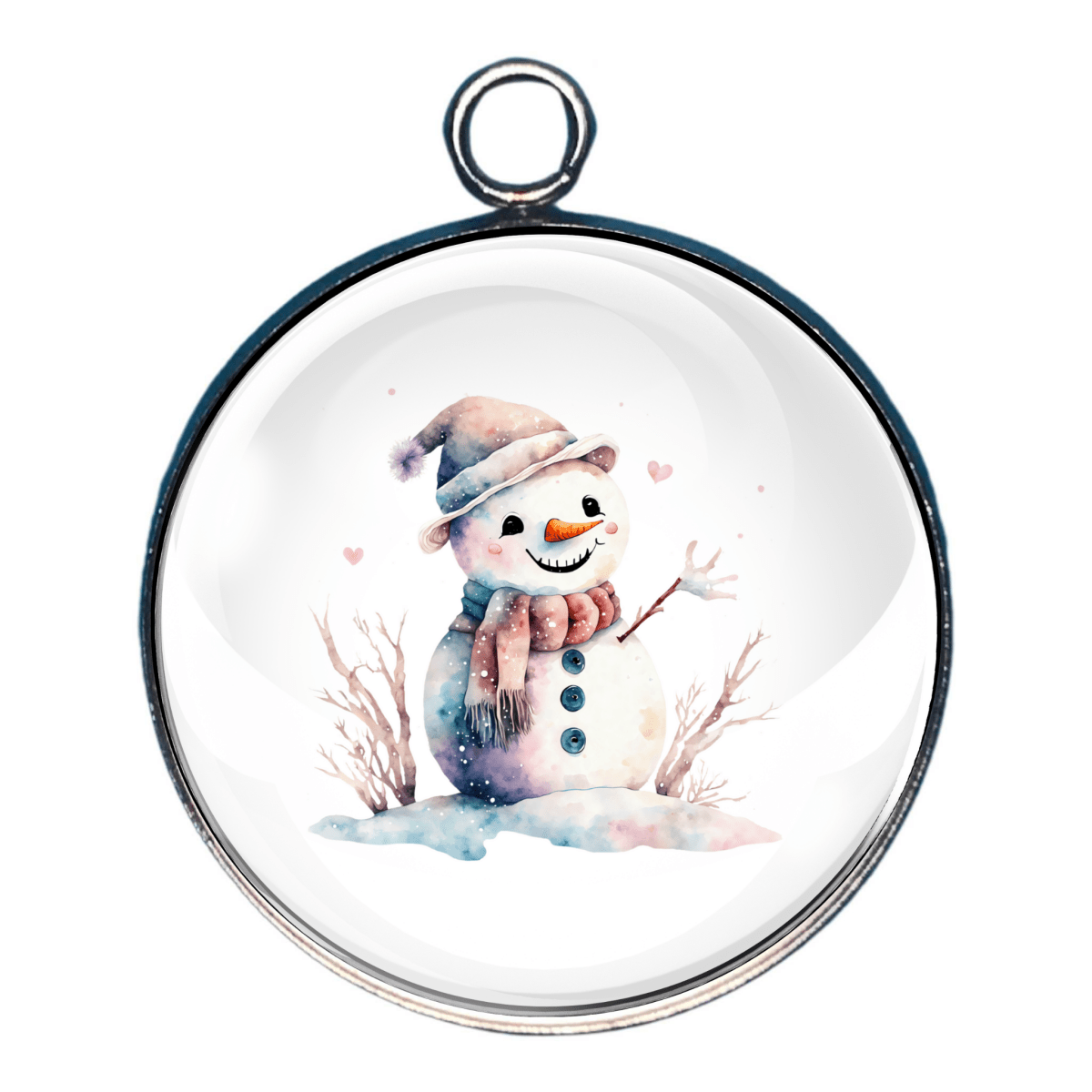 Watercolor snowman Charm with scarf and hat