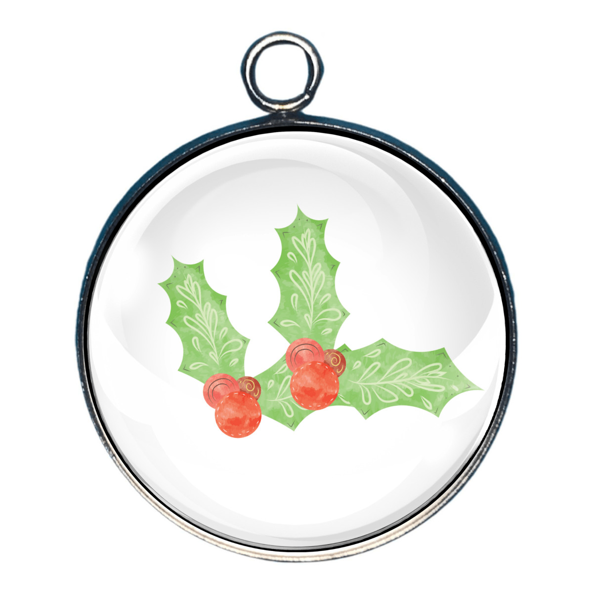 Christmas charm with green holly and red berries