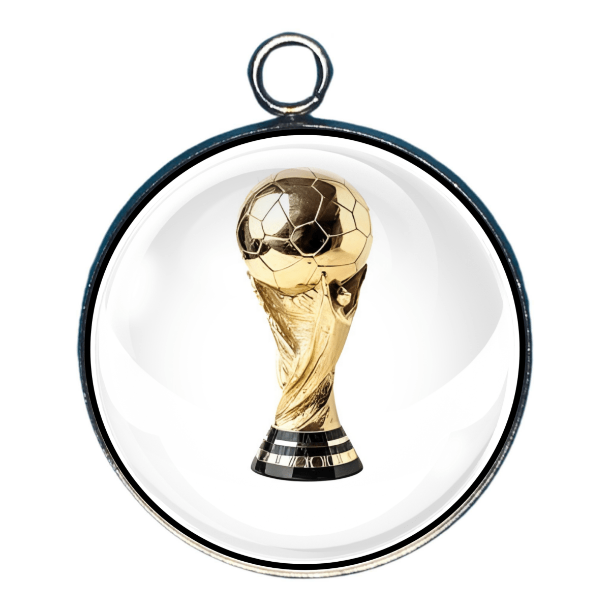 Classic World Cup trophy charm on white background.