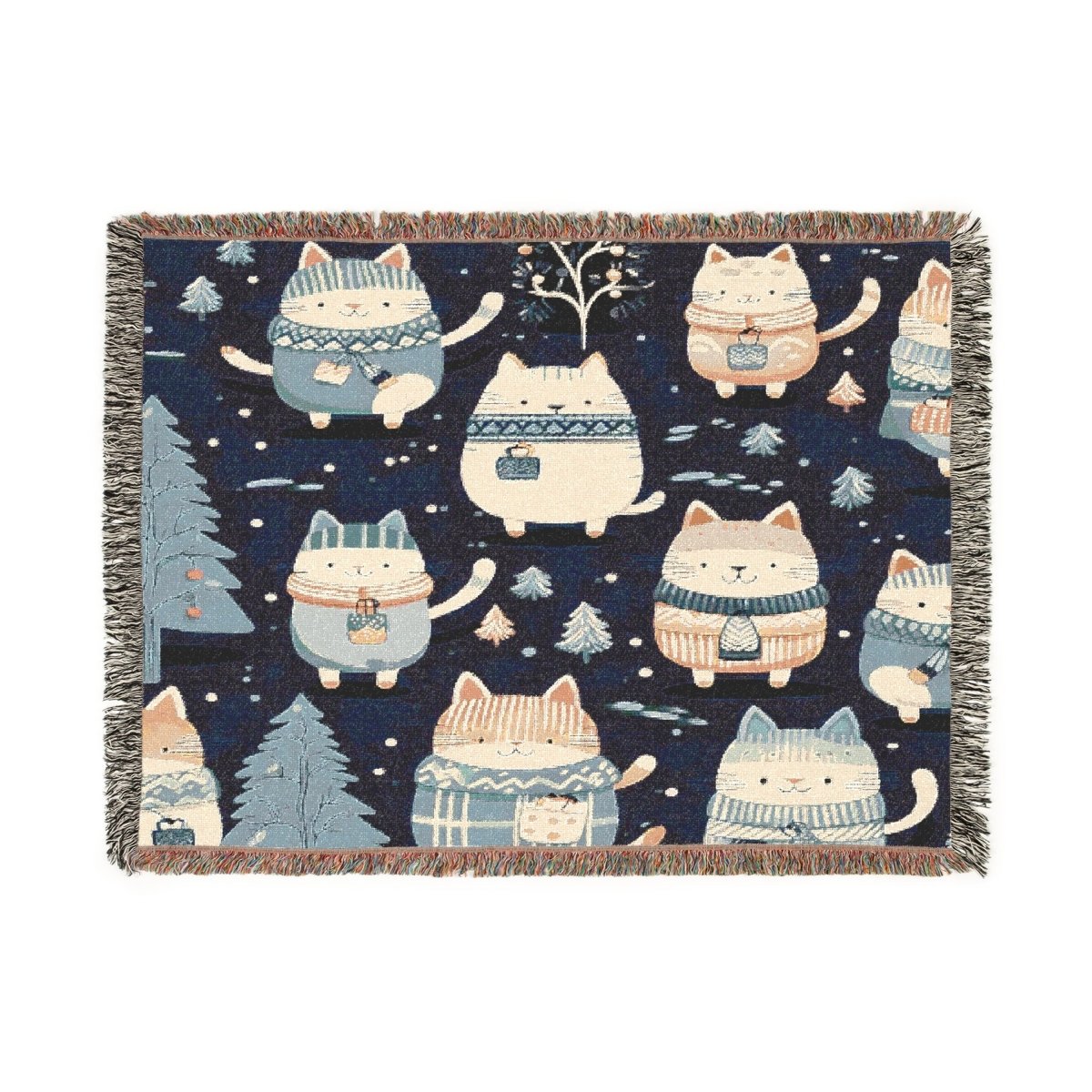 Woven Blanket - Winter Cats
