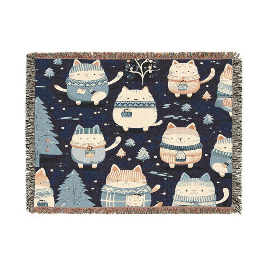 Woven Blanket - Winter Cats