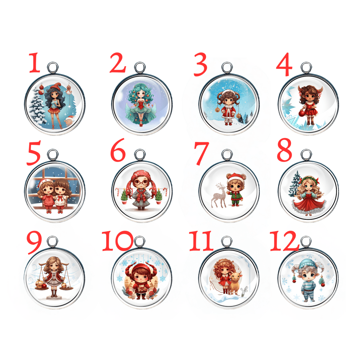 Group of Chibi Zodiac Kid Charms
