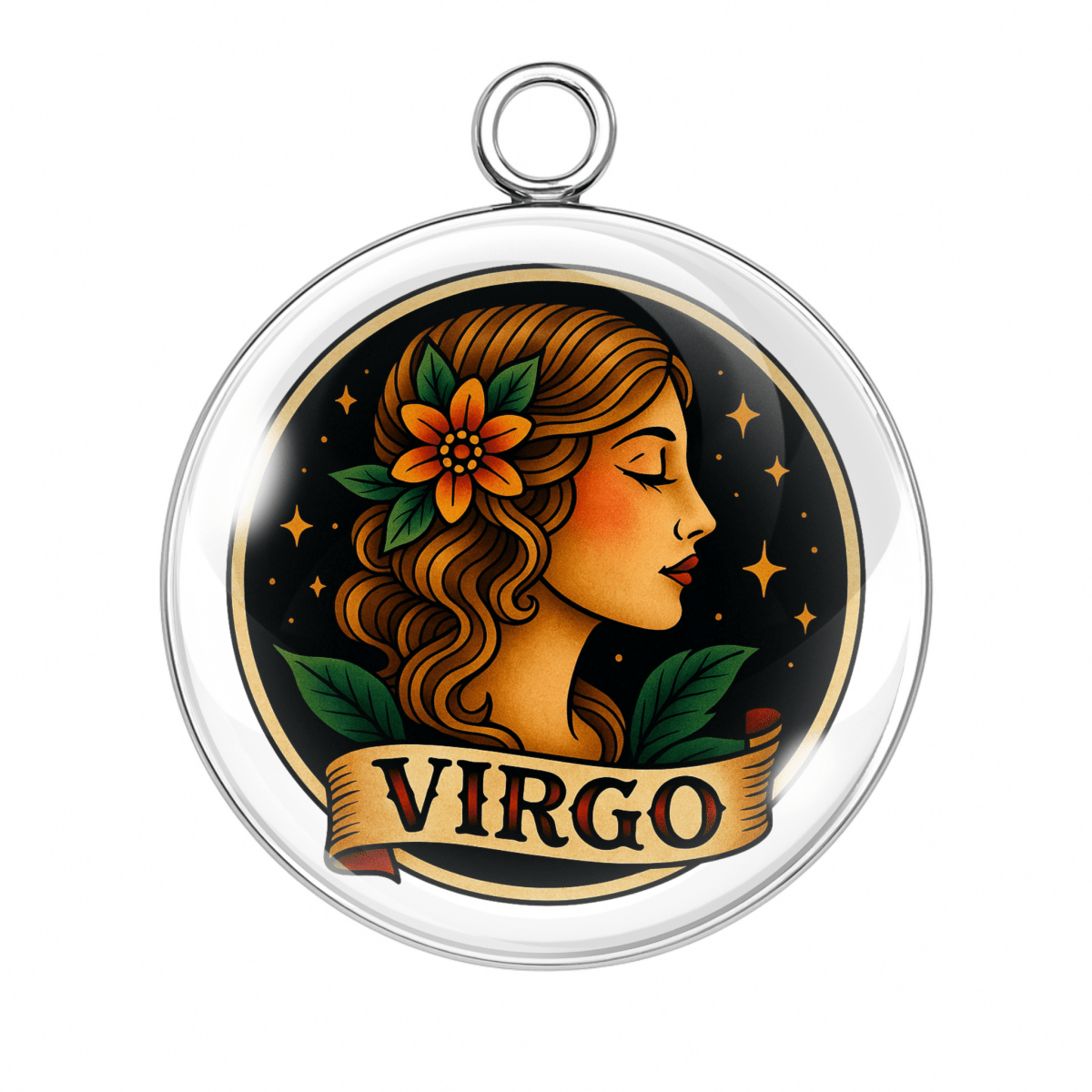 Zodiac Tattoo Charms – Bold, Celestial Astrology Cabochon Pendants