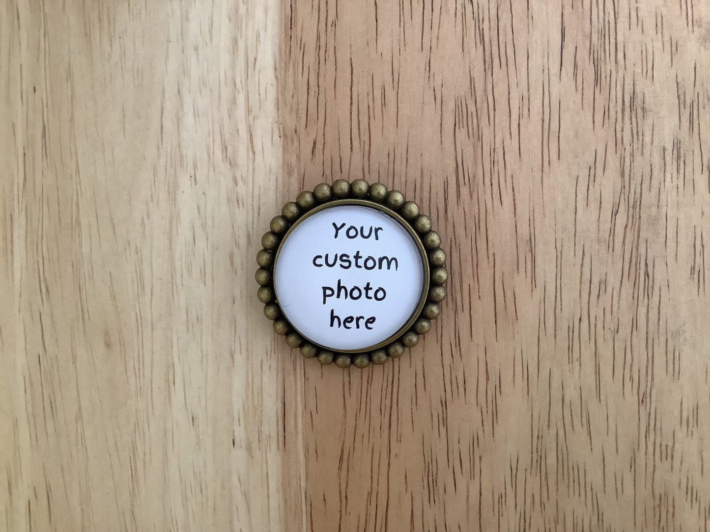 25mm Bronze Filagree Custom Photo Lapel Pin - ILikeWorms