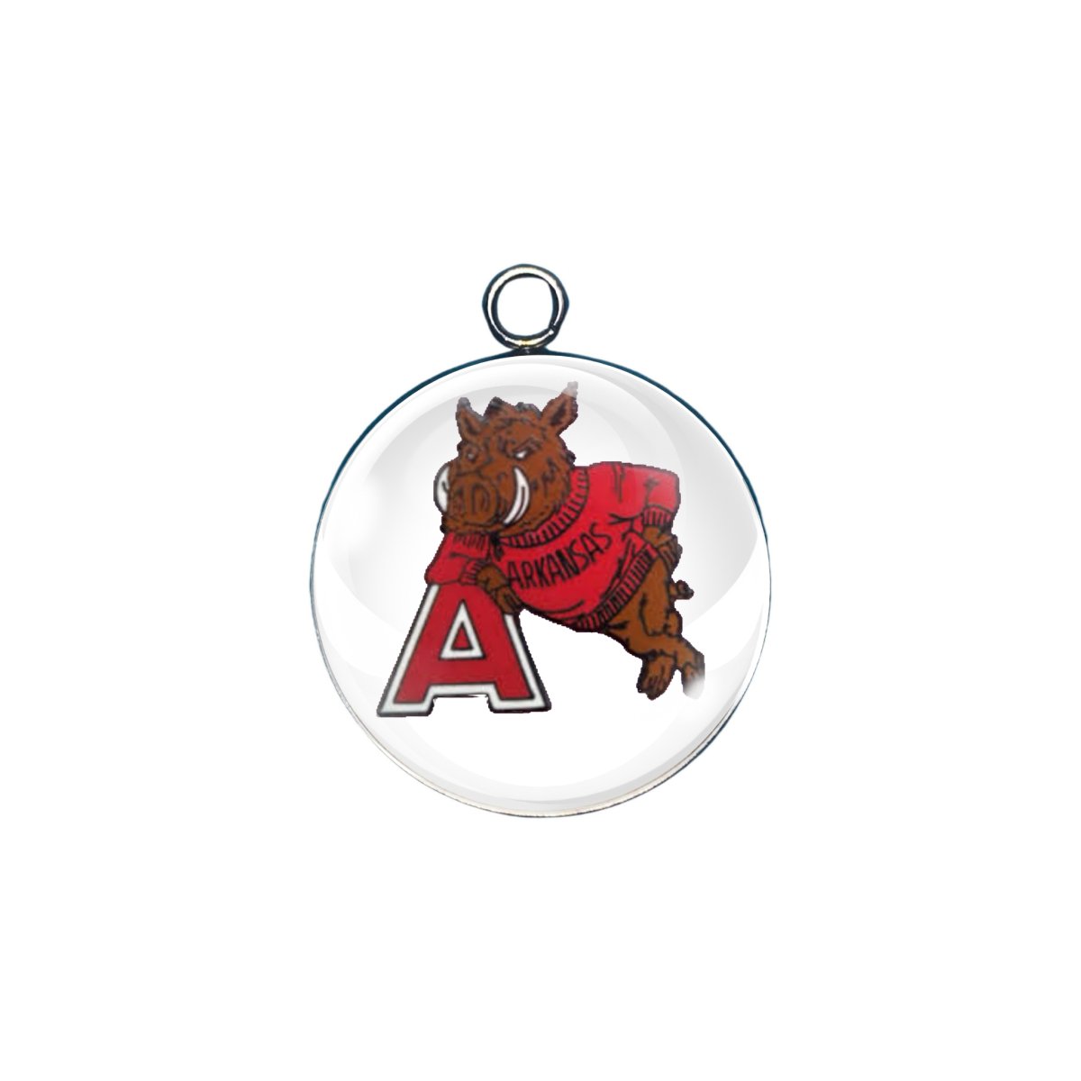 arkansas Razorbacks glass cabochon charm