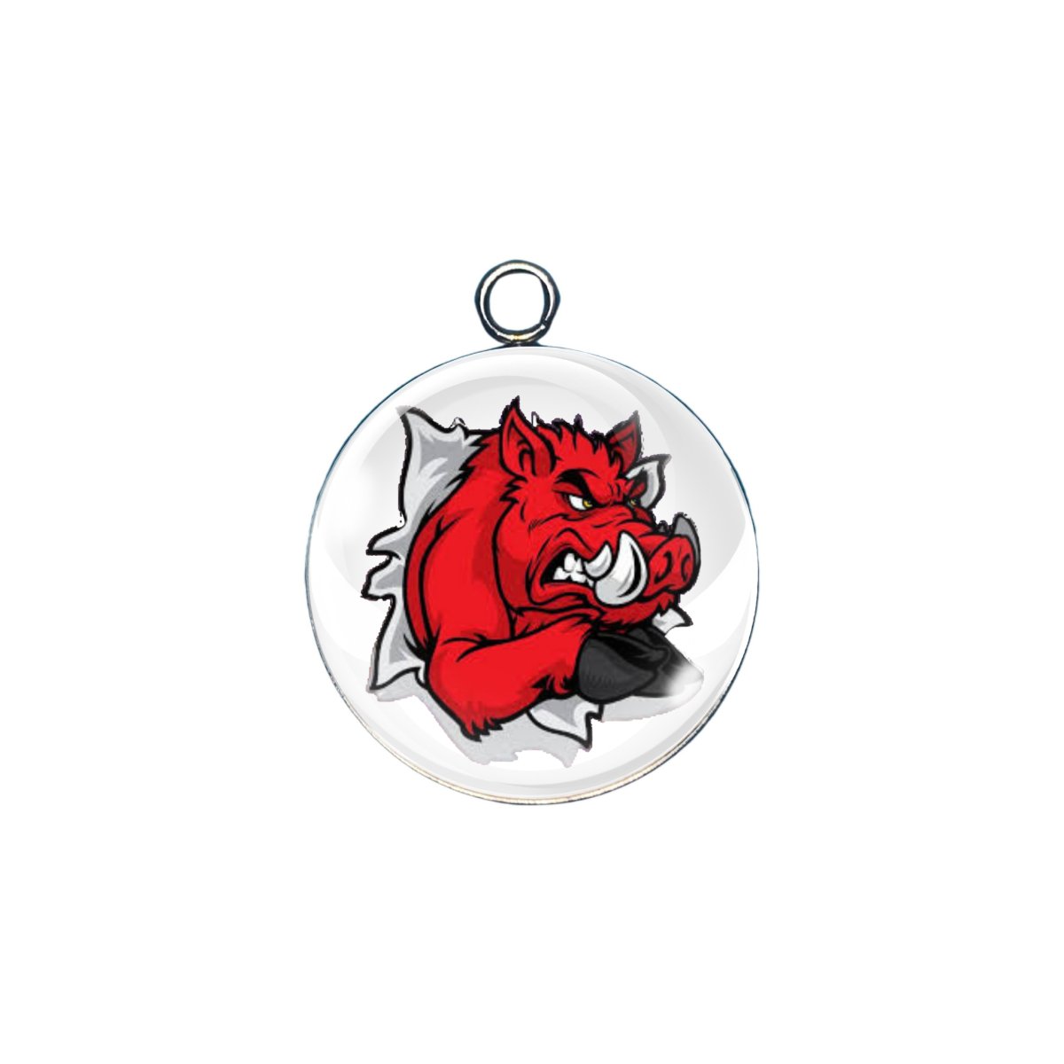 arkansas Razorbacks glass cabochon charm