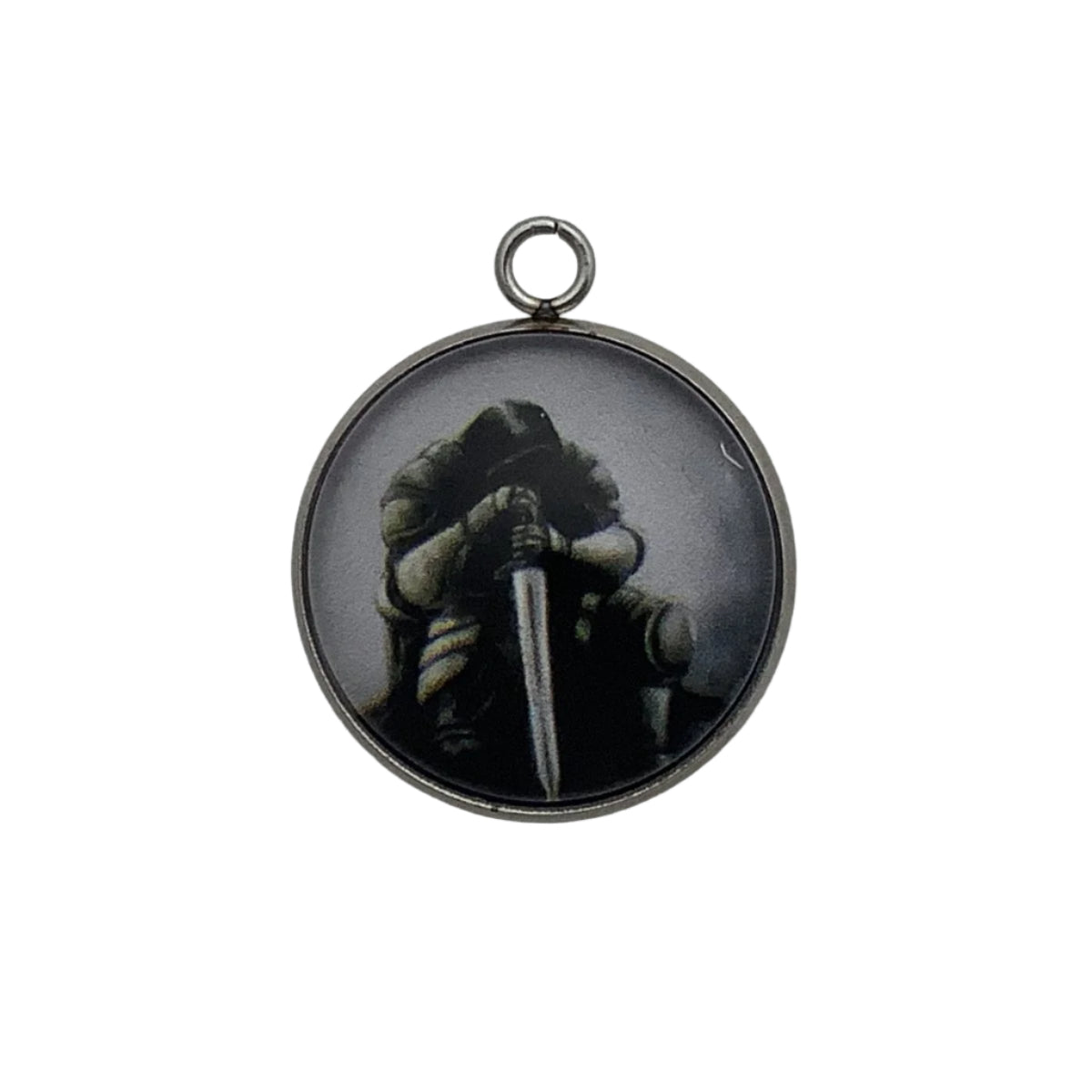 male kneeling warrior with a sword