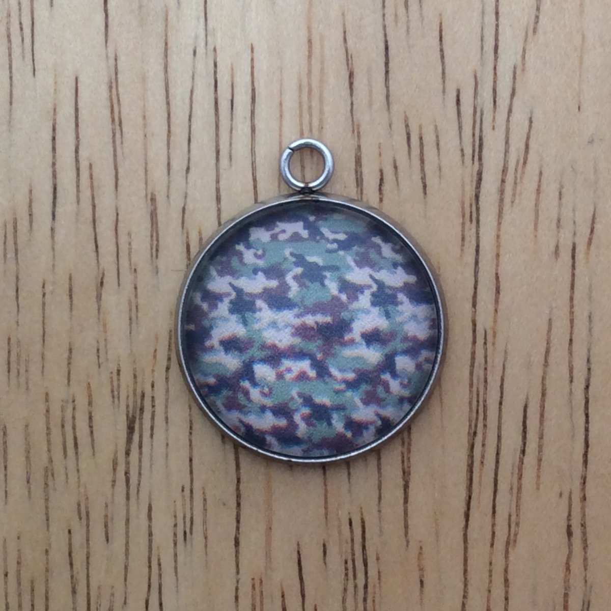 camouflage glass cabochon charm