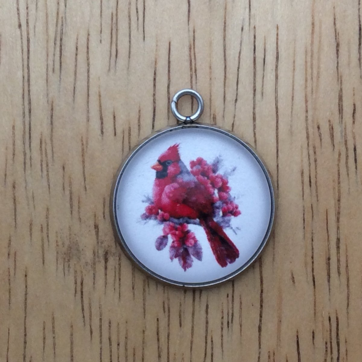 cardinal glass cabochon charm
