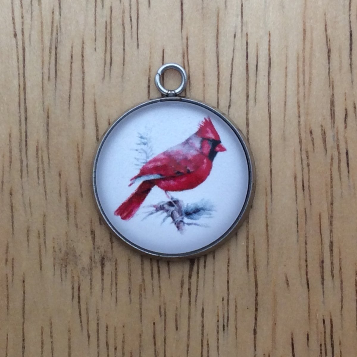 cardinal glass cabochon charm