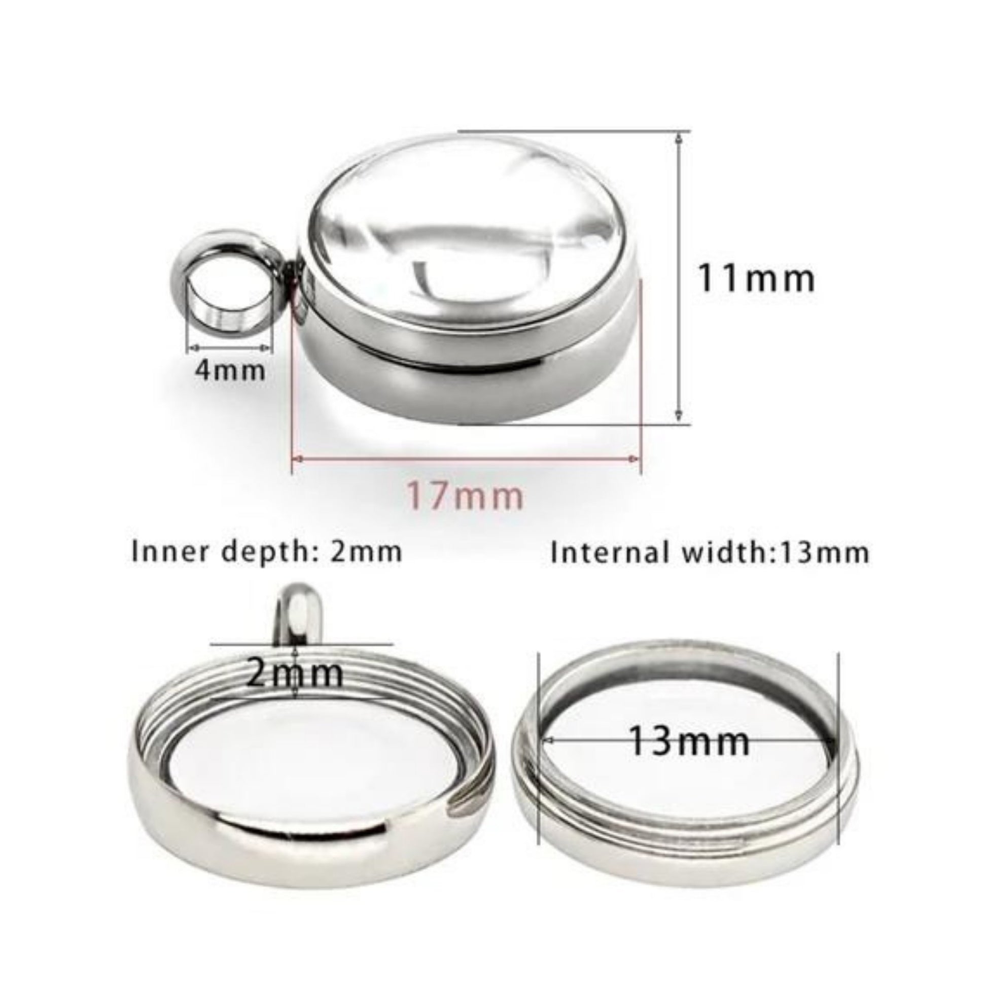 Curved Glass Locket, Living Memory Floating Locket, Snap Close Locket 17mm and 23mm - ILikeWorms