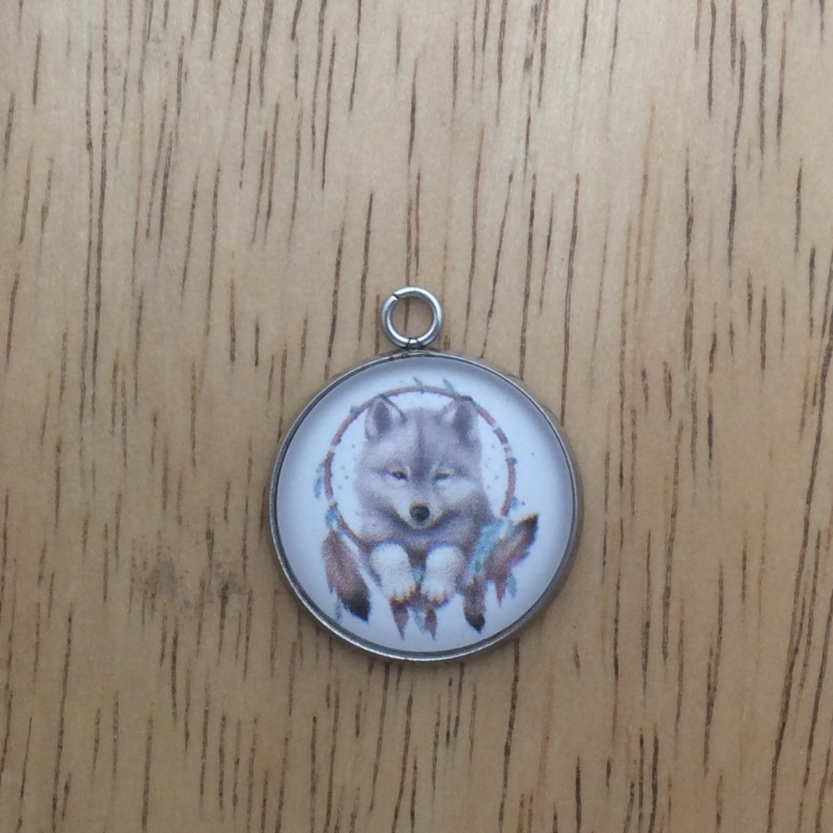 wolf dreamcatcher glass cabochon charm