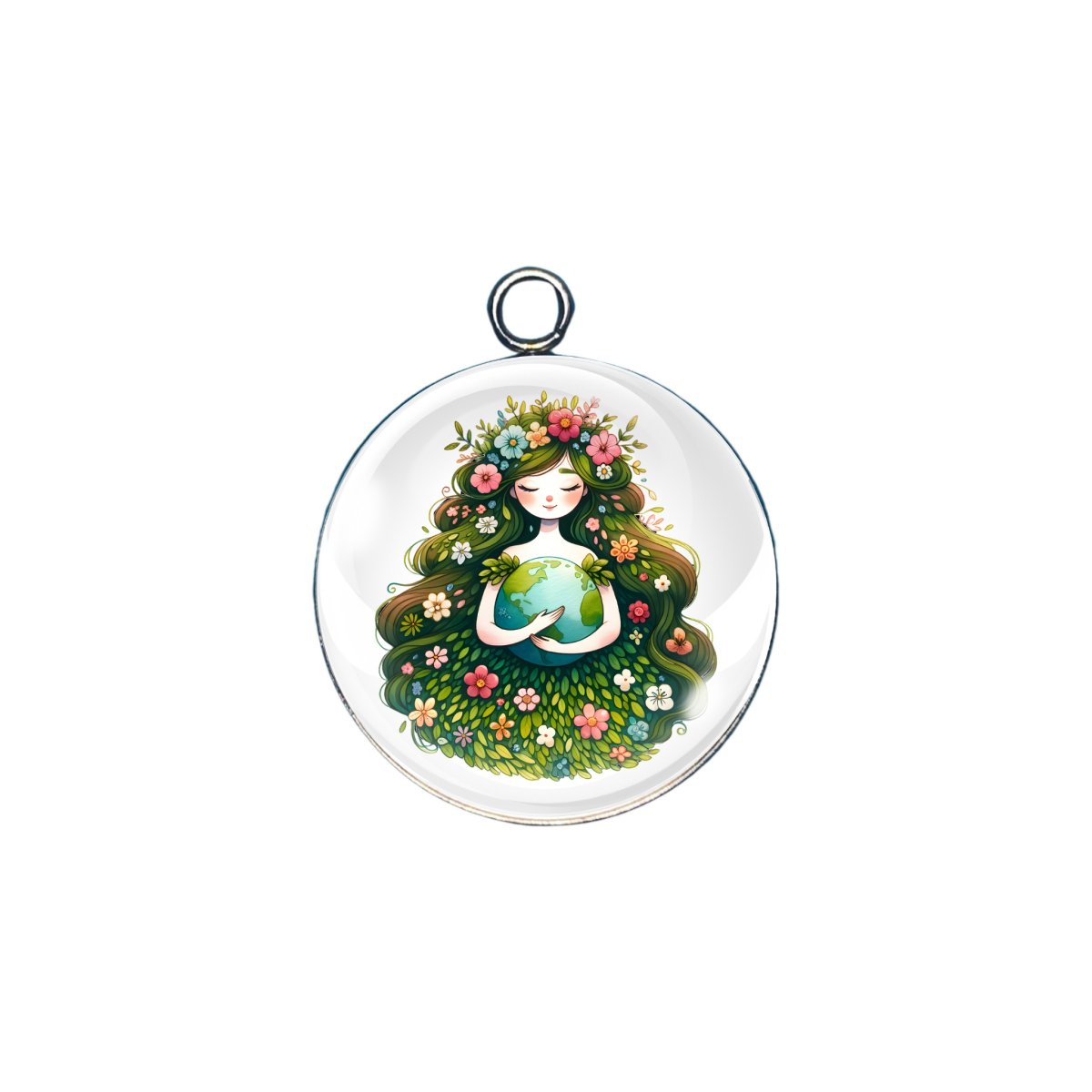 earth day glass cabochon charm