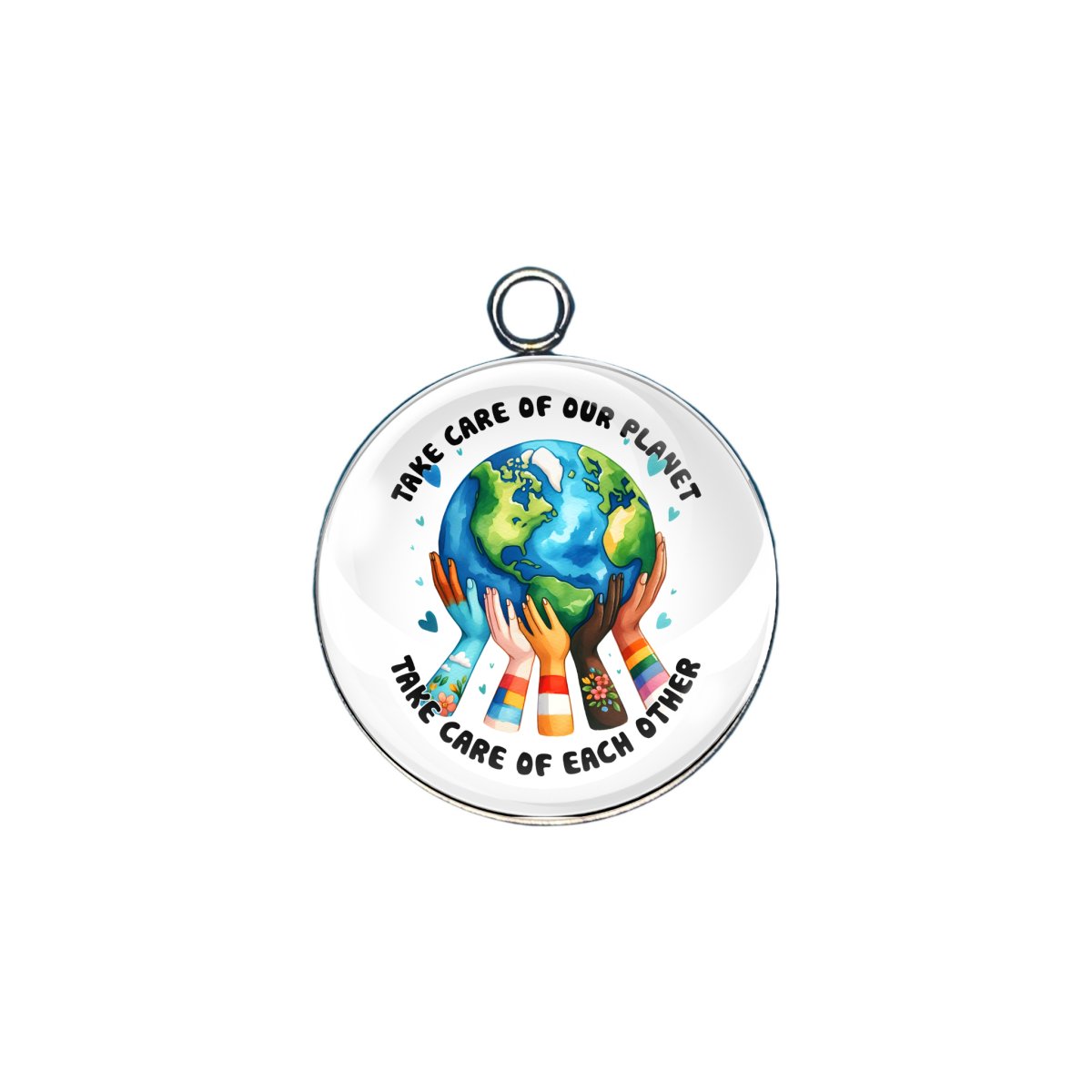 earth day glass cabochon charm