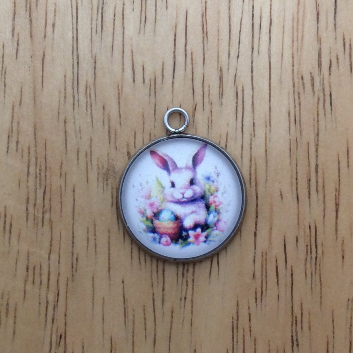 9 Easter Bunny glass cabochon charm