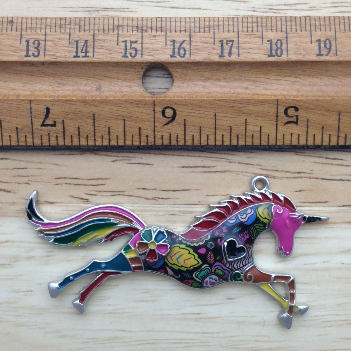 Mosaic Pink enamel unicorn pendant