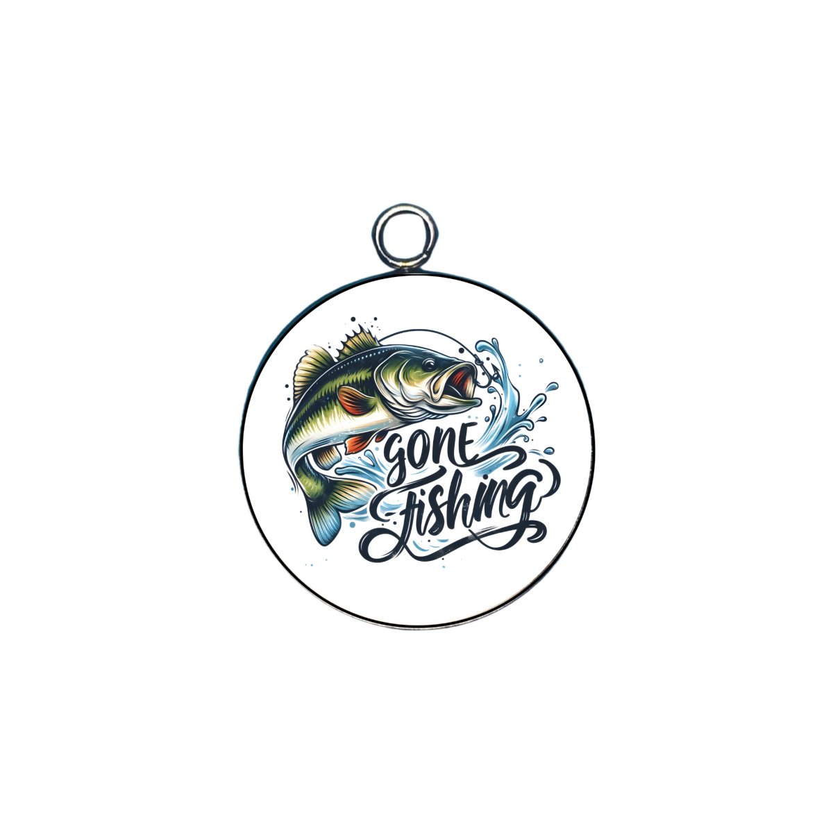 sport fishing glass cabochon charm
