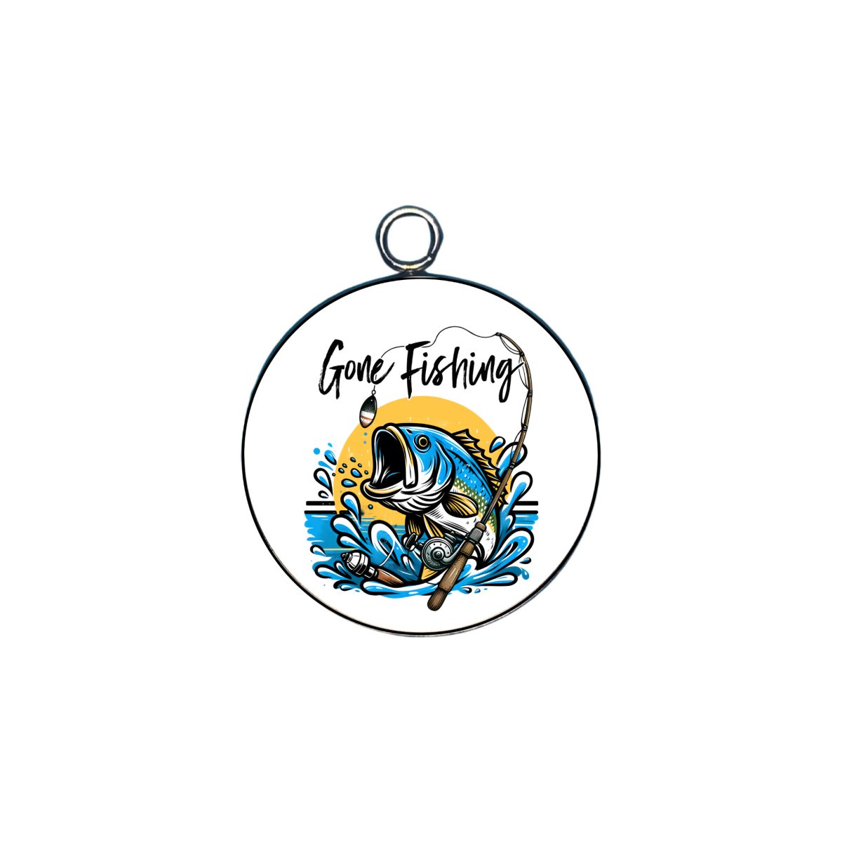 sport fishing glass cabochon charm