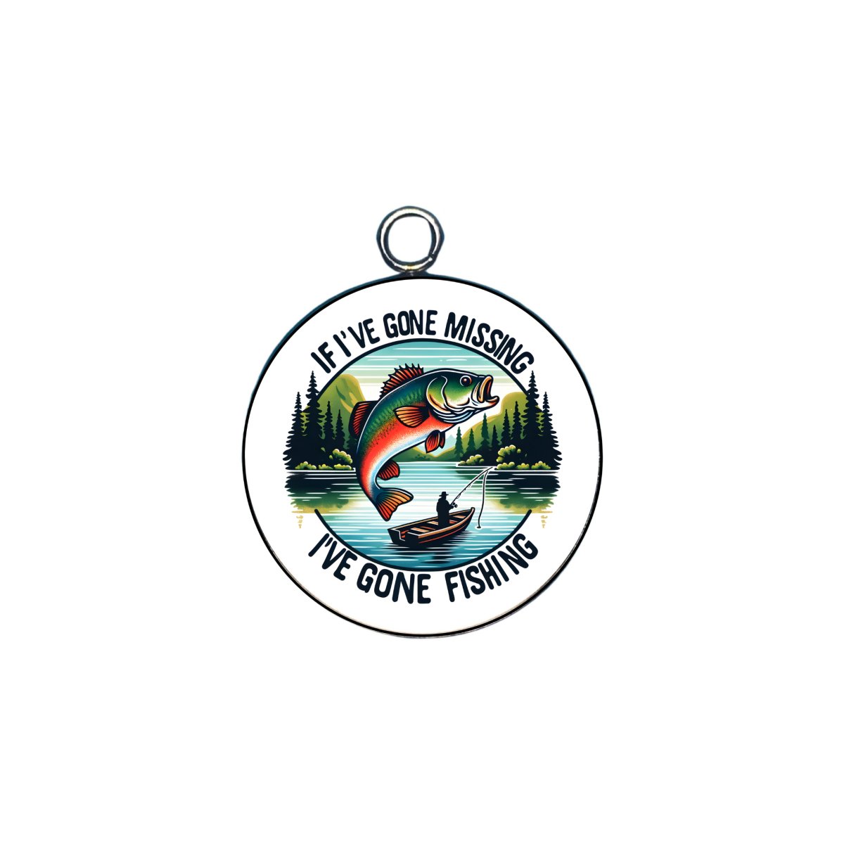 sport fishing glass cabochon charm