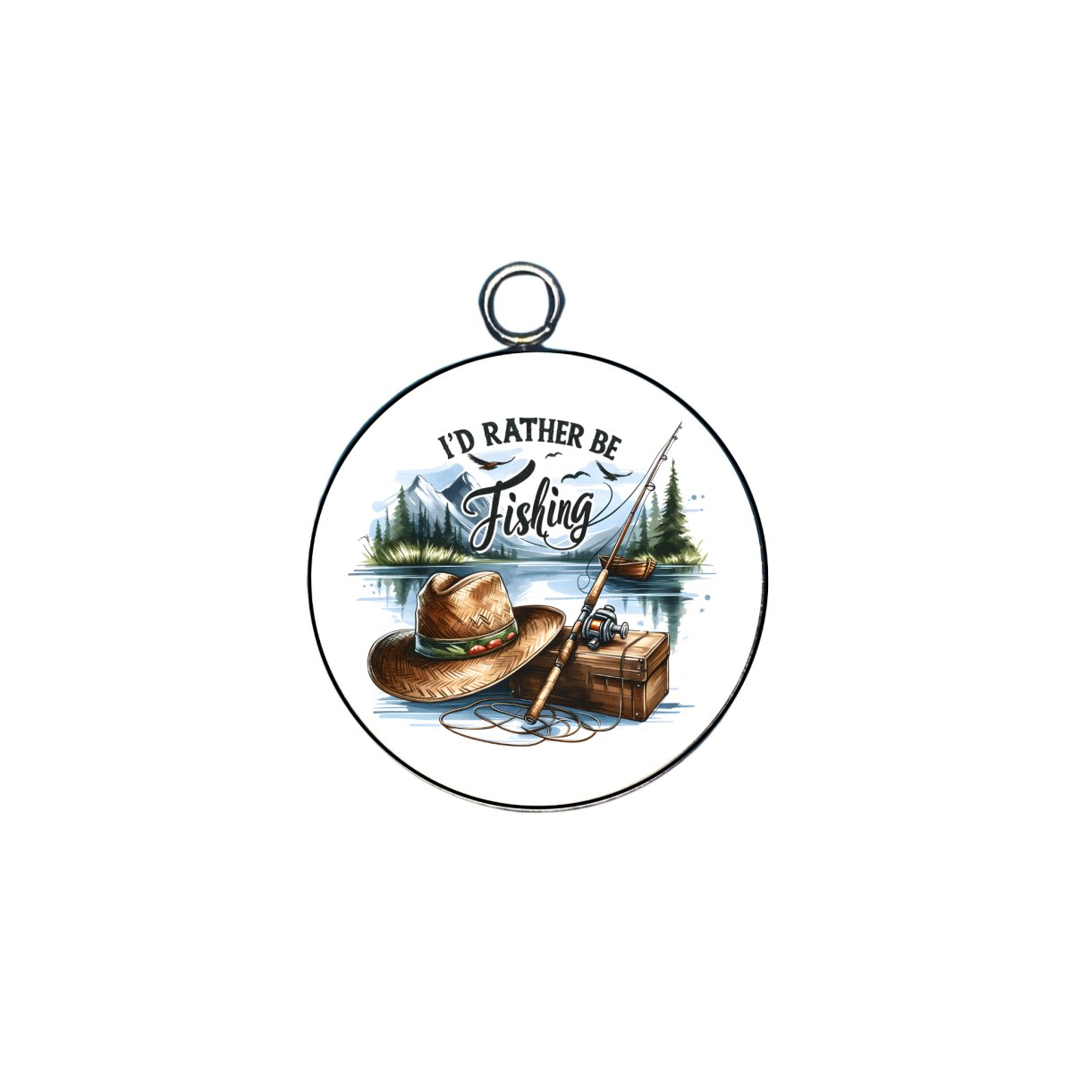 sport fishing glass cabochon charm