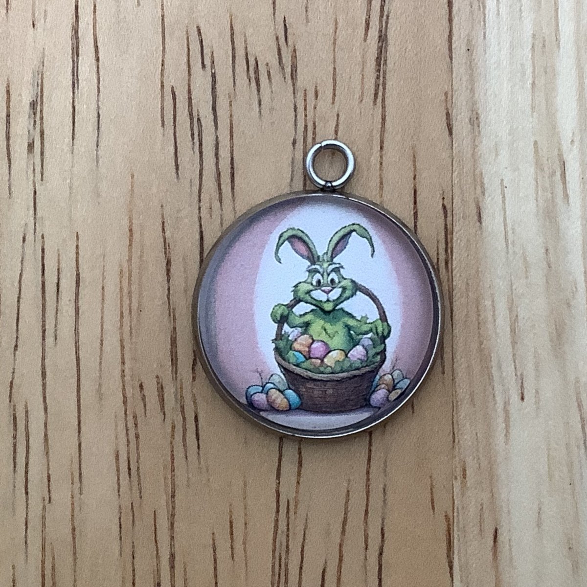 a grinch-er bunny in an easter basket